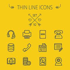 Image showing Technology thin line icon set