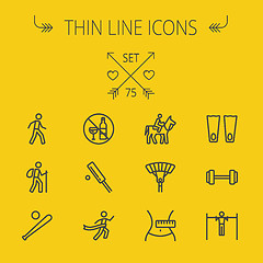 Image showing Sports thin line icon set