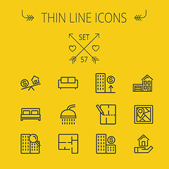 Image showing Real Estate thin line icon set