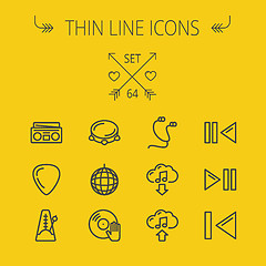 Image showing Music and entertainment thin line icon set