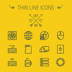 Image showing Technology thin line icon set