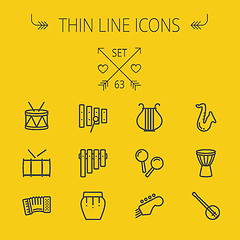 Image showing Music and entertainment thin line icon set