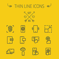 Image showing Technology thin line icon set