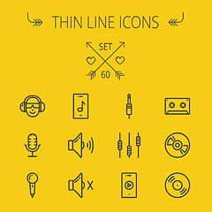 Image showing Music and entertainment thin line icon set