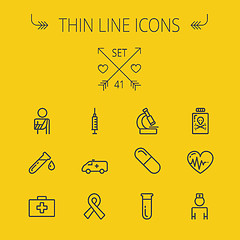Image showing Medicine thin line icon set