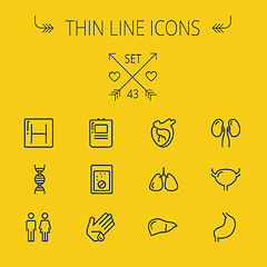 Image showing Medicine thin line icon set