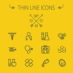 Image showing Medicine thin line icon set