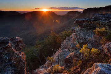 Image showing Sunrays at Sunset Rock Mt Victoria