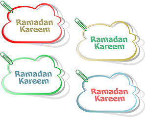 Image showing Arabic Islamic calligraphy of text Ramadan Kareem stickers label tag set