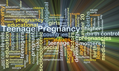 Image showing Teenage pregnancy background concept glowing