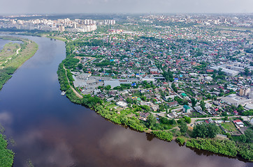 Image showing Disrict of private houses on bank of river. Tyumen