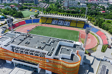 Image showing Aerial view of modern stadium. Tyumen. Russia