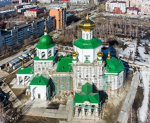 Image showing Aerial view on temple chapel in honor of Lady Day