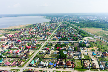 Image showing Aerial view onto rural street. Borovskiy. Russia
