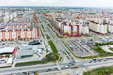 Image showing Bird eye view on Permyakova street. Tyumen. Russia