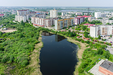 Image showing Residential district and Gipsy lake. Tyumen.Russia