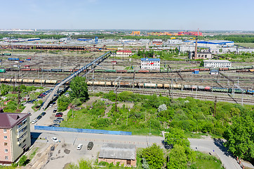 Image showing Voynovka railway node. Pedestrian bridge. Tyumen