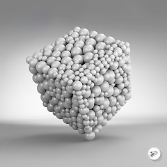 Image showing One cube formed by many spheres. 3d vector illustration. 