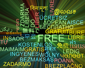 Image showing Free multilanguage wordcloud background concept glowing