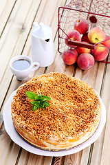 Image showing peaches cheesecake