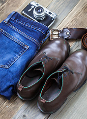 Image showing Still life with brown boots