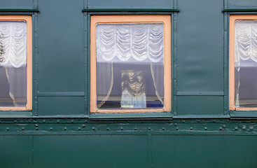 Image showing windows of vintage railroad wagon-lit