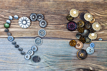 Image showing vintage buttons heart and buttons pile