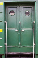 Image showing doors of vintage railroad passenger wagon-lit