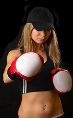 Image showing Beautiful girl in boxing gloves