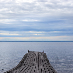 Image showing Old pier on nice lake