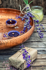 Image showing set of perfumes for spa treatments