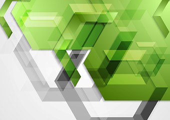 Image showing Green shiny hi-tech geometric background