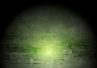 Image showing Dark green grunge tech background with geometric elements