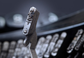 Image showing Half hammer - old manual typewriter - cold blue filter