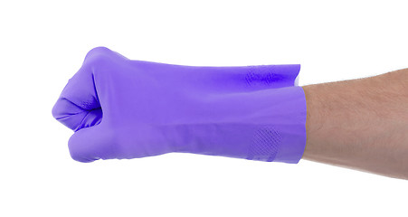 Image showing Fist hand in latex glove