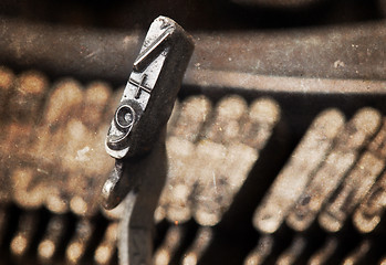 Image showing 9 hammer - old manual typewriter - warm filter