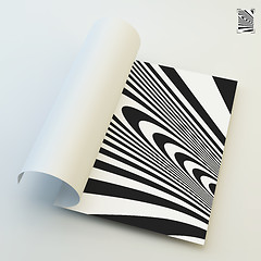 Image showing A4 business blank. Black and white abstract striped background. 