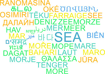 Image showing Sea multilanguage wordcloud background concept