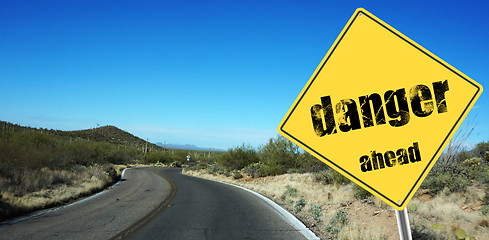 Image showing Danger ahead sign