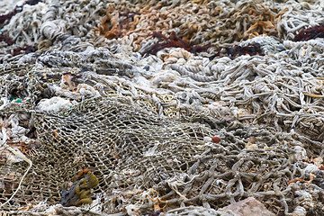 Image showing old rope fishing net trawl