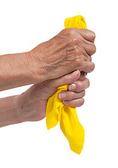 Image showing Old woman cleaning