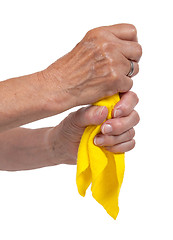 Image showing Old woman cleaning