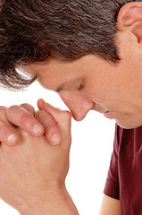 Image showing Close up of praying young man.