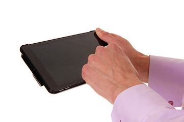 Image showing Two hands with tablet pc.