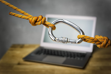 Image showing carabiner with laptop