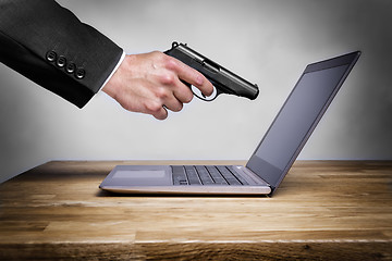 Image showing Shoot at laptop