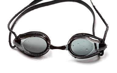 Image showing Wet goggles for swimming on white background