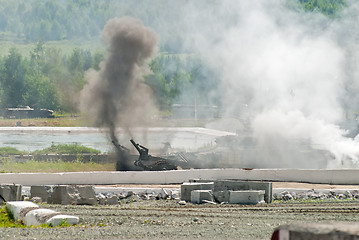 Image showing Armored deminer BMR-3M in demining process. Russia