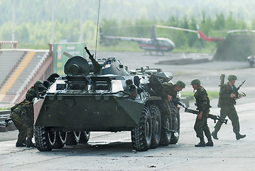 Image showing BTR-82A armoured personnel carrier with soldiers