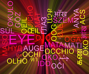 Image showing Eye multilanguage wordcloud background concept glowing